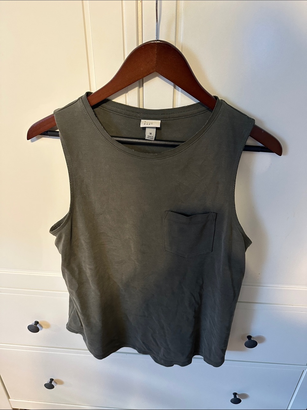 a new day Olive Green Sleeveless Pocket Tank Top